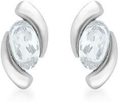 Carissima Gold - Boucles d'oreille - Femme - Or blanc (9 cts) 1.2 Gr - Aigue Marine
