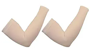 Kuber Industries Cotton Arm Sleeves Gym Sports Gloves for Sun Burn Skin Tan Protection SPF Proof UV Block (Pack of - 1 Pairs, Cream) - CTSTC46503