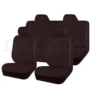 Look&Took Pure Cotton Front and Back Towel Seat Cover for Renault Kwid 1.0 RXT (Coffee)