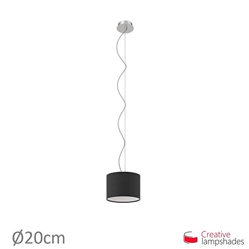Lampenschirm Zylinder schwarz Leinwand – Durchmesser 35cm – H. 22cm, E27 Für Stand Pendelleuchten, Nein - 6