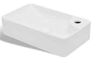 vidaXL Lavabo de Baño Redondo sobre Encimera Cerámica Blanco Lavamanos de Aseo