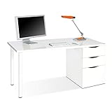 Medidas de las mesa de escritorio Athena: Mueble: 138 cm (ancho) x 74 cm (alto) x 60 cm (fondo); capacidad cajón: 32 cm (ancho) x 10 cm (alto) x 40 cm (fondo)