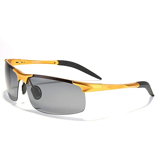 Preisvergleich Produktbild Sonnenbrille New Fashion Polarized Driving Sonnenbrille Für Männer Unbreakable Aluminium Magnesium Alloy Frame Uv400 Männliche Sonnenbrille, Gold
