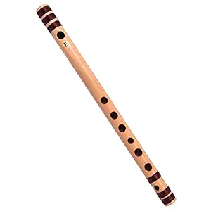 Link O Line Premium E Natural Medium Right Hand Bansuri Bamboo Flute 19 inch (Good for Beginner) Made in India