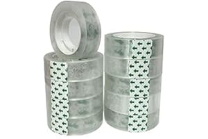 WELSTIK Lot de 10 rouleaux de ruban adhésif transparent pour le bureau, la maison, l'école et l'emballage cadeau, 1,5 cm x 25 m