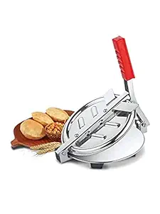 Bellox Kitchen Manual Stainless Steel Puri Maker Press Machine with Handle Roti Maker, Papad/Khakhra/Puri/Chapati Maker with Big Spatula and Oil Brush Set of 1(Multicolor)