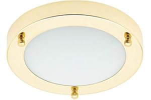 LITECRAFT Mari Ceiling Light Small Bathroom Flush 12W LED IP44 Fitting - Brass