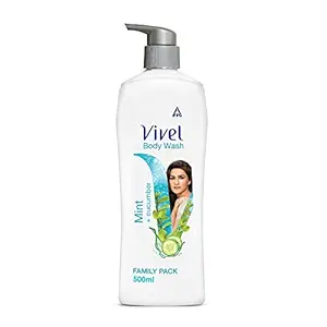 Vivel Body Wash, Mint & Cucumber Shower Creme, Cooling and Moisturising, For soft and smooth skin, High Foaming Formula, 500ml Pump, For women and men