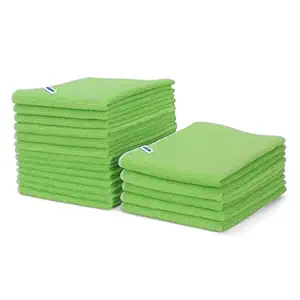 EzClean Microfiber Cleaning Cloth - 30X40cm - 260 GSM - Multipurpose Cloth for Car Bike Kitchen and Home Cleaning - Green (Pack of 4)