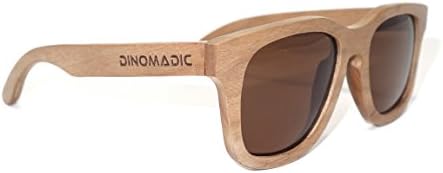 DINOMADic Polarized Wooden Sunglasses for Men &amp; Women with Elegant Bamboo Case, Bio-cotton Pouch and Microfiber Cleaning Cloth - Iago