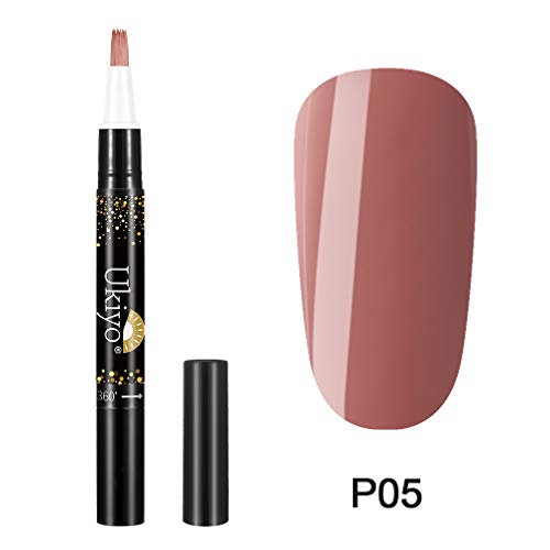 Ukiyo One Step Gel Stylo Vernis à Ongle 3 en 1 Gel Pen Sans Besoin de Base Top Coat Soak Off Nail Art UV Vernis Semi Permanent,5ML P05