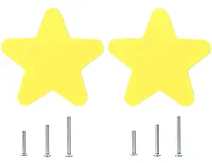 2Pcs Kids Dresser Knobs Cute Drawer Pulls Soft Rubber Handle for Kids Room Drawer Cabinets Doors Cupboards(Yellow Star)