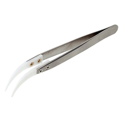 TOOGOO(R) Keramische Pinzette mit Edelstahl Handgriff Hitzebestaendige Geschwungene Korrosionsbestaendig Saeurebestaendig Spitzpinzette - 2