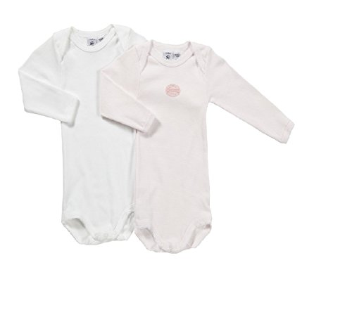 Petit Bateau Baby Girls LOT 2P    BODY ML  Crew Neck Long Sleeve Bodysuit -  pink - 3-6 Months
