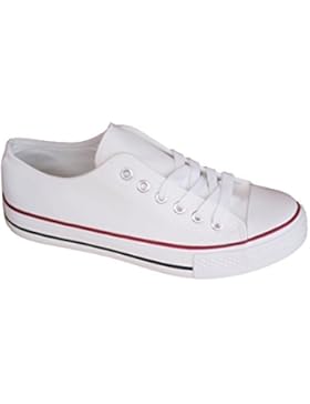 Sneaker Turnschuh Weiß Damen Herren Unisex Canvas Retro Halbschuh Schnürer