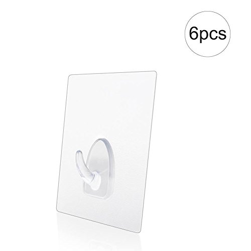 dekawei 6 Klebehaken nahtlos transparent Sticky Haken 11 lb/5KG, Badezimmer Haken Küche Haken, Küche Wand Aufhänger