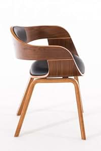 Sedia Kingston In Similpelle - Design Retrò Con Braccioli, Legno Noce/crema, Capacità 115kg - Foto 2