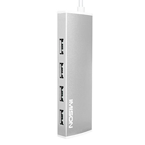 IMISON Premium 4 Ports USB HUB Expansion High Speed USB 2.0 Multi USB Hub Splitter Aluminium Alloy Metal Adapter Cable For PC, MAC, Laptop, Mac Book, NetBook, Tablets (Silver) - 2