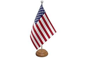 UKFLAGSHOP 9" x 6" USA United States Of America American Large Desktop Table Flag With Wooden Base & Pole Ideal For Party Conferences Office Display
