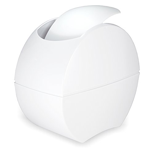 Designer Tisch-Abfallbehälter weiss mit praktischem Klappdeckel – selbstschliessend – Tischabfalleimer - 2
