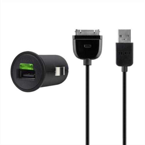 Belkin Micro-Autoladegerät (2,1 A) inkl. 30-Pin Ladekabel für iPhone/iPad/iPad, schwarz