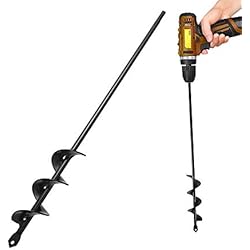 OurLeeme Garden Foret en Spirale, Pelle foreuse pour Trous de poteaux Foret à Terre foreuse foreuse en Spirale Outil de Pelle foreuse pour la Plantation de Fleurs (45cm)