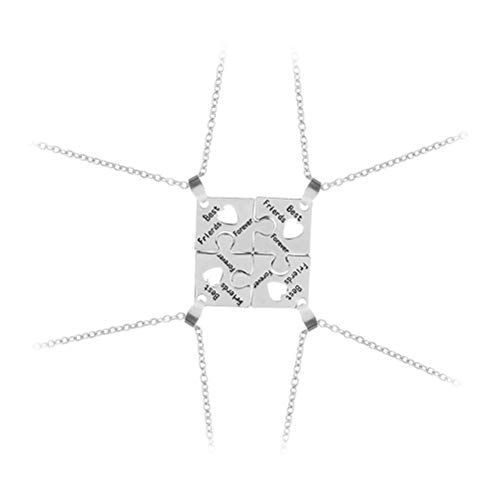 Amosfun Best Friends Forever Puzzle Piece Pendant Best Friends Necklaces for Showing Friendship Graduation Gift 4Pcs