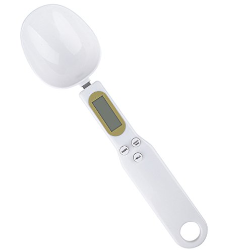 ieGeek 0.5g bis 500g Hohe Präzision Elektronischer Messlöffel / Tragbar Küchen kleiner Haushalt Elektronische Waagen - LCD Display Herausnehmbare Esslöffel (Weiß)