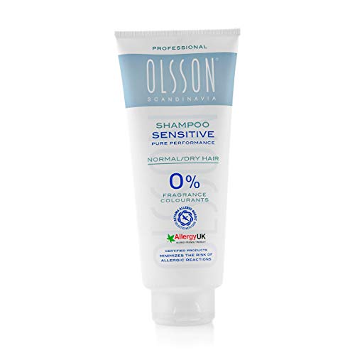Olsson Sensitive Shampoo - Normal / Dry Hair - For Sensitive Scalps - Anti-Allergy - No Parabens, No Fragrance, No Colourants - Allergy UK Approved - 325ml