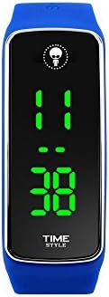 Time Style Blue LED Watch with Clear Green Digital Display - Stylish Sports Fashion Design, 30m WR, Gift Box + 1 Year Guarantee