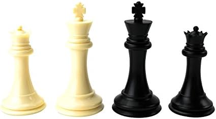 Quadruple Weight Tournament Chess Pieces Set and Green Vinyl Chess Board by Portland Chess Shop