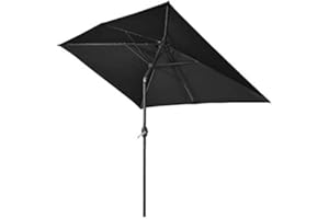 GREENBAY Green Bay 2x3m Patio Outdoor Umbrella Wind up Garden Parasol Sun Shade Aluminium Crank Tilt Mechanism (Black)