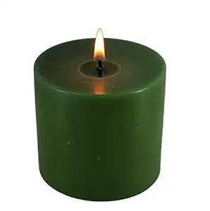 Pure Source India Refined Wax Scented Pillar Jasmine Fragrance Green Candle (3 X 3 Inch)