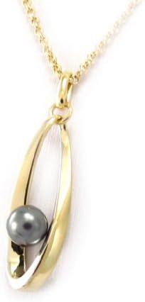Gold plated necklace 'Pearl Beauty' gray two-tone gold.