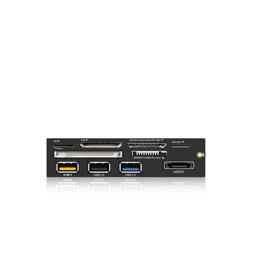 Icy Box IB-868-B Interner Multikartenleser mit 2x USB, 1x eSATA und USB-Ladeport für einen 3,5″ (8,9 cm) Einbauschacht - 2