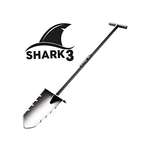 Space-Shop - Metal Detector Mini Pala de Acero Pala Shark All Black Resistente Metales cubremetales