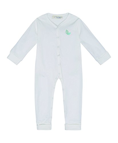 Sense Organics Unisex baby Long Sleeve Footies -  White - 6-9 Months
