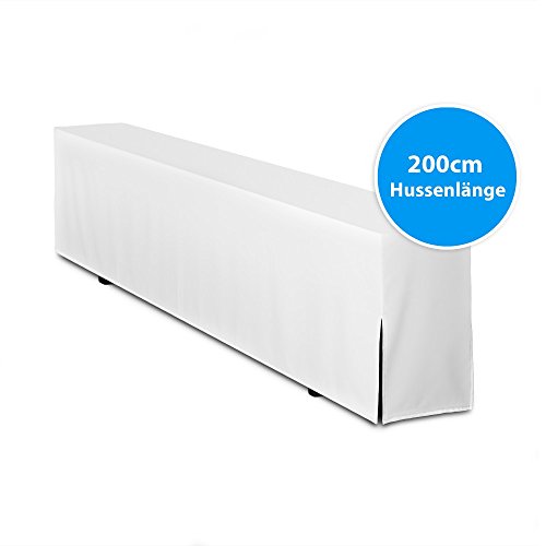 Hussen für Heurigenbank, Bierbankhussen 200cm Länge, Premium (nur Bank) (Weiss)