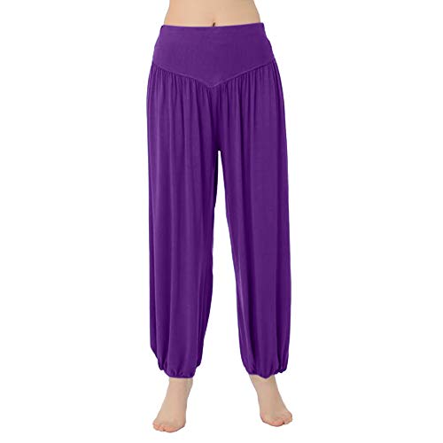 GOGO TEAM Mujeres Yoga Deportes Fitness Baile Jogging Pantalones Harem Purple-L