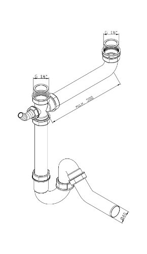 Röhrengeruchsverschluss für Doppelspülen | Kunststoff-Siphon | Geruchsverschluss für Küche | Doppel-Küchenspüle | 1 ½ x 40 mm - 2