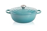 Color: azul caribe Le Creuset 21114261700430 Signature Cocotte La Marmitte de Hierro Fundido, 26 cm-Azul Caribe, esmaltado, Karibik