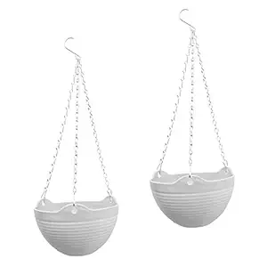 (2 Sets of) Hanging Flower Planter Pots with Chain for Indoor Outdoor Home Decoration