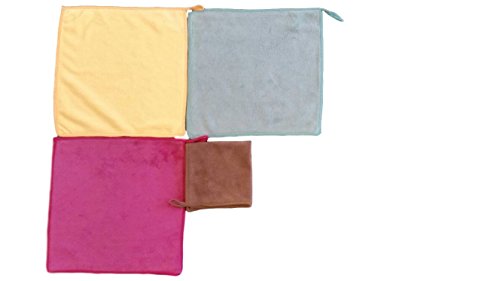 YSN Home Collection – YSN 99 – Mikrofaser Waschlappen 4 STÜCK Gemischte Farben – 25×25 cm – 4 Farben: Rosa Gelb Braun Blau - 3