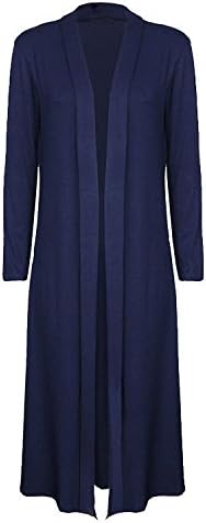 Ladies Boyfriend Long Sleeve Length Maxi Cardigans Women Open Top (Medium.Navy Long Sleeves)