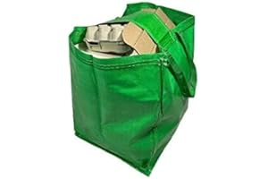 A&A Supplies UK Recycling Bags 47L (Set of 2) – Green, Blue, or Mixed – Heavy-Duty Laminated Woven Fabric – Paper, Glass Recycling – Top Flap, Handles, Tip Strap – Wipe-Clean (Green, 2 Bags)