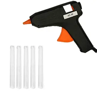 JAY ANTIQUES 40 Watt Hot Melt Glue Gun with 5 Pieces Glue Sticks Free