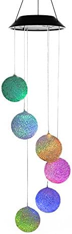 Changing Color Ball Wind Chime,Spiral Spinner Windchime Portable Outdoor Decorative Romantic Windbell Light for Patio, Deck, Yard, Garden, Home, Pathway