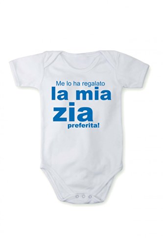 Body pagliacetto Me lo ha regalato la mia zia preferita in diverse lingue, Taglia:68 cm;Colore/Lingua:Bianco testo italiana