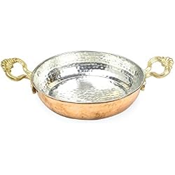 Nosy Nomad Casserole en Cuivre Turque: Casserole à Oeufs en Cuivre Solide | Double Omelette Turque poêlée | Poêle à Cuivre Antique Utilisée pour la Friture ou la Décoration 17cm