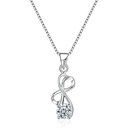 AieniD Blanco Collar para Mujeres Plata Esterlinas Hueco